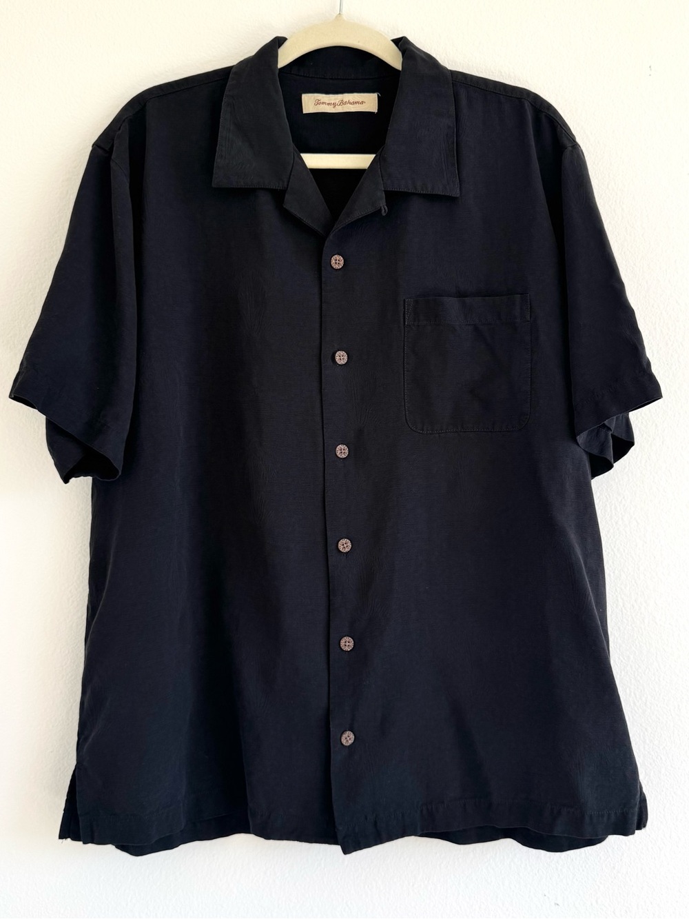 Tommy Bahama 100% Silk Camp Shirt Palm Tree Jacquard